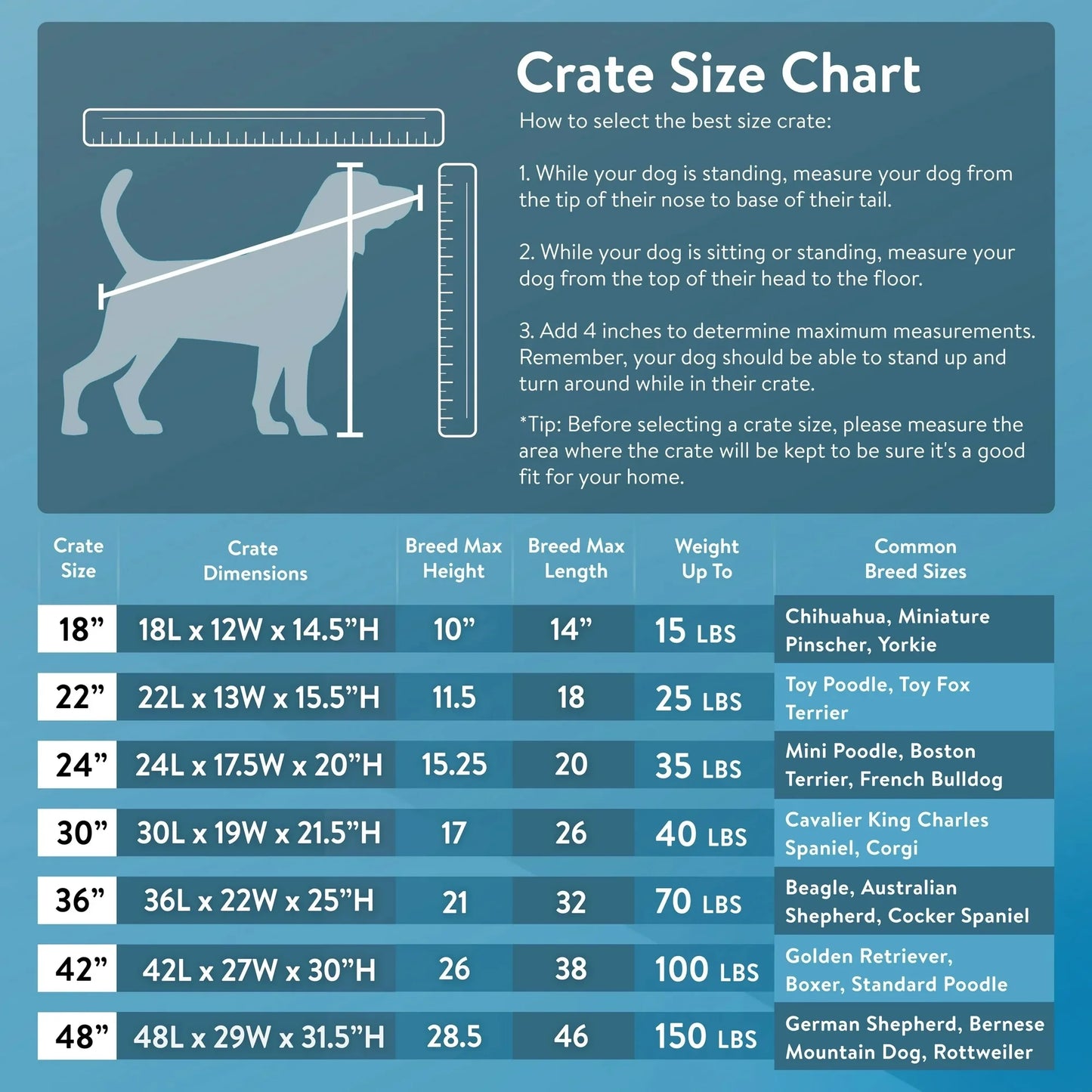 Foldable 48" Wire Crate for Dogs with Divider and Leak-Proof Tray